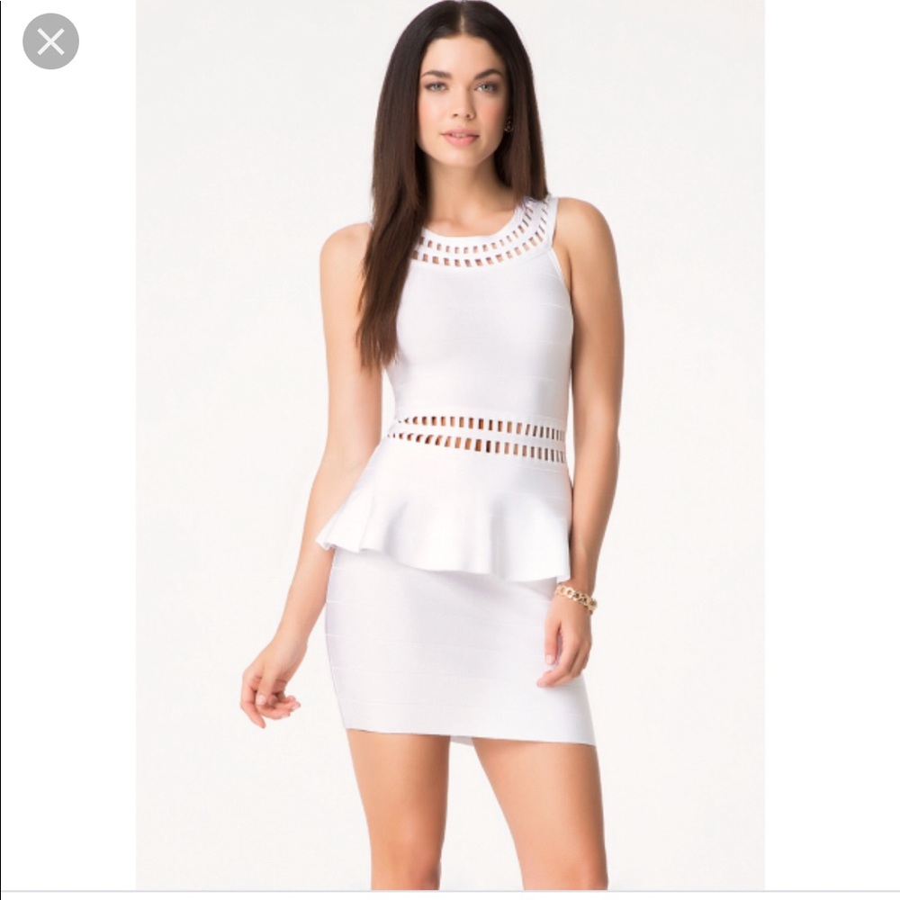 XS BEBE white bodycon dress